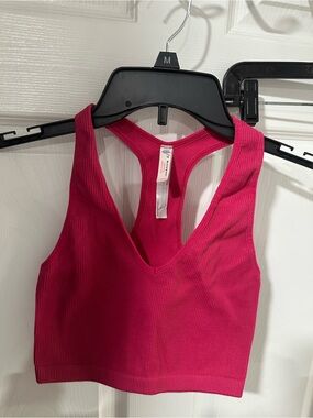 Free People Ribbed Racerback Crop Tank - Hot Pink